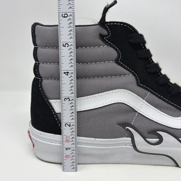 Vans Sk8-Hi Shoes Mens Size 11 Gray Black White Flame High Top Skate Sneakers
